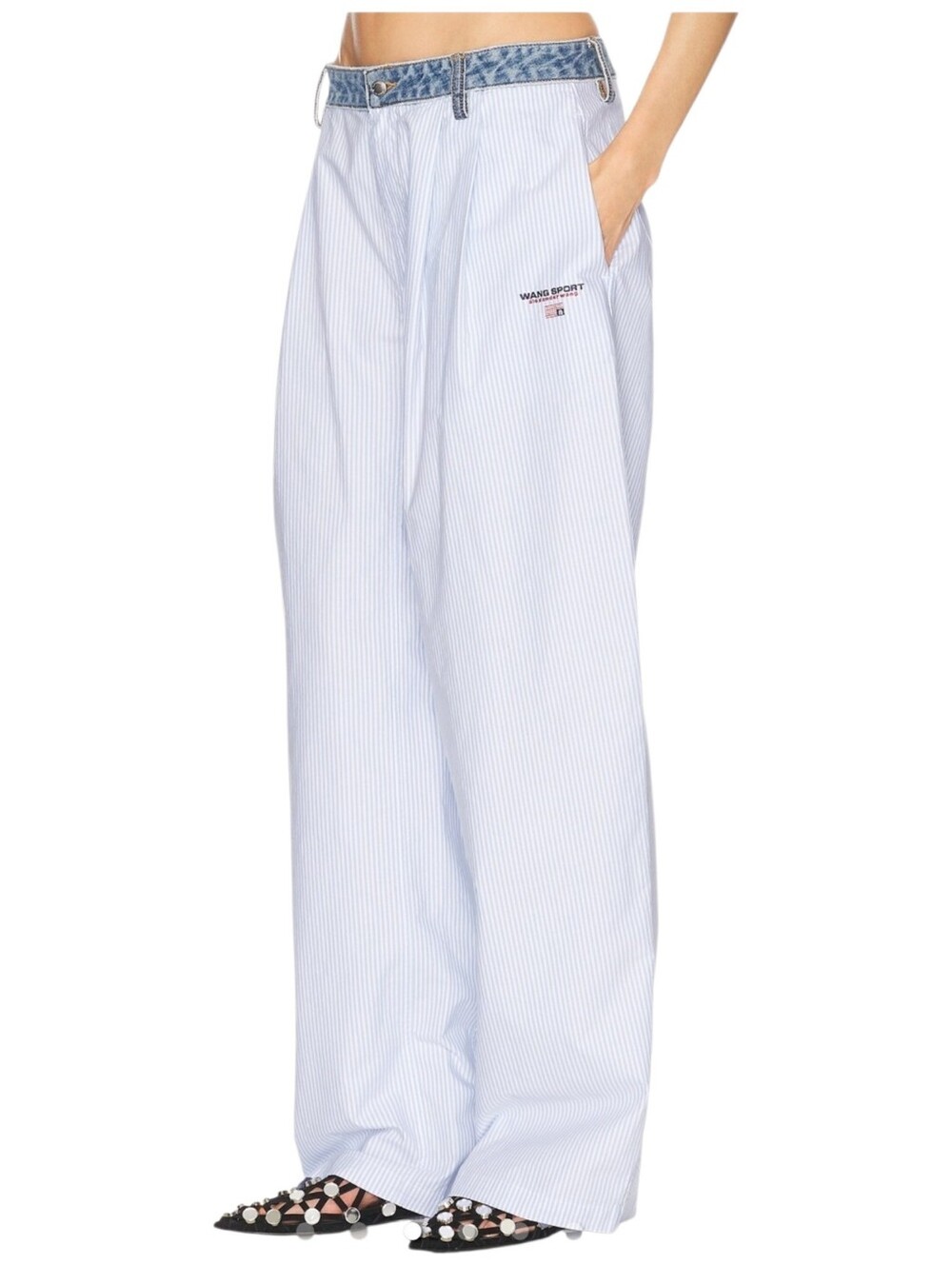 Alexander Wang.t Denim Waistband Stripe Cotton Oxford Pants